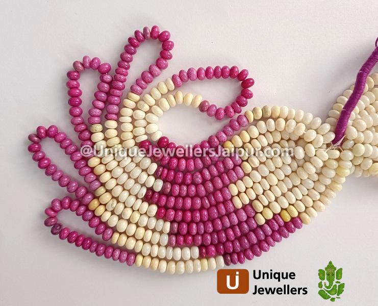 Multi Yellow & Pink Opal Smooth Roundelle Beads