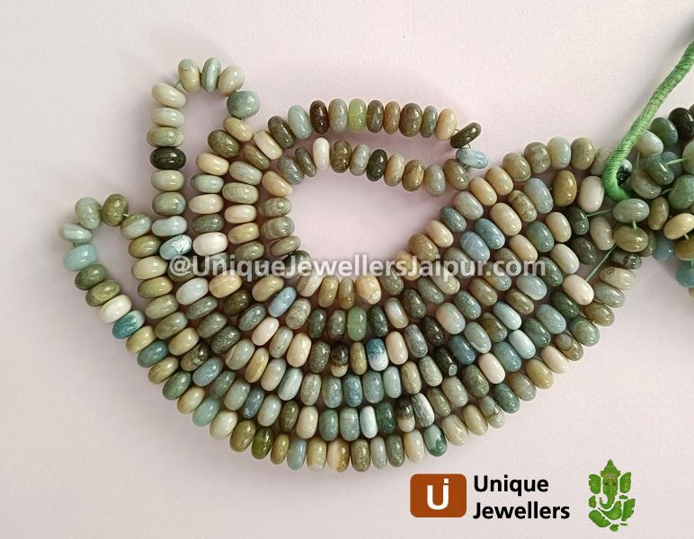 Multi Green Opal Shaded Smooth Roundelle Beads