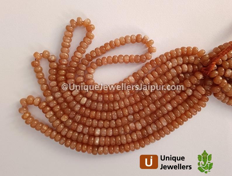 Peach Moonstone Smooth Roundelle Beads