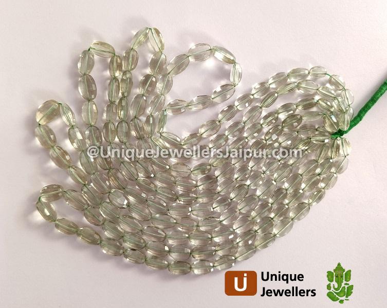 Green Amethyst Step Cut Oval Beads