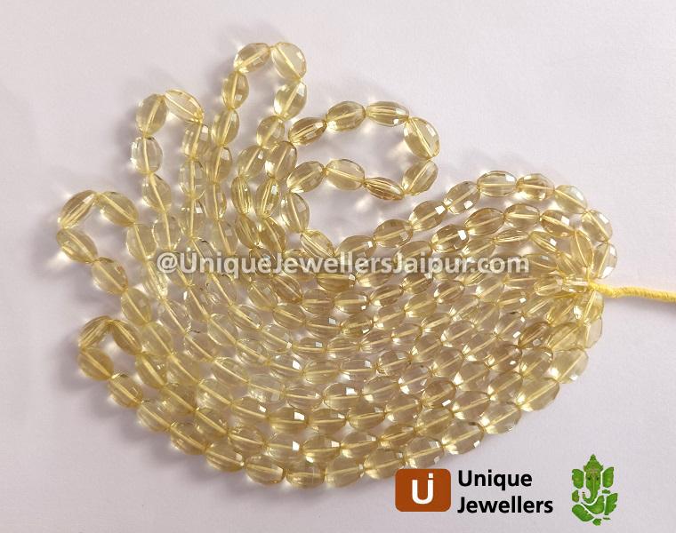 Lemon Quartz Step Cut Oval Beads