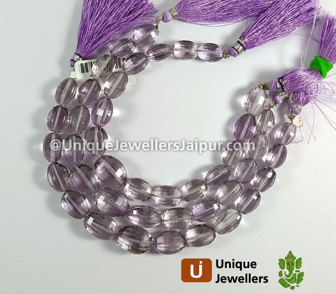 Pink Amethyst Step Cut Oval Beads