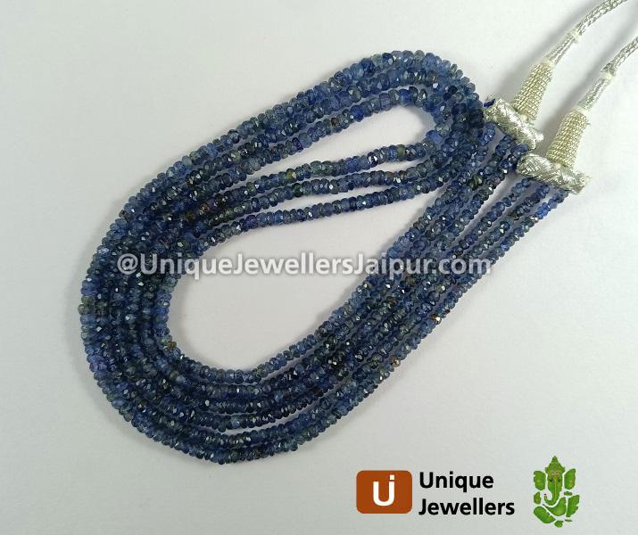 Blue Sapphire Burma Faceted Roundelle Beads