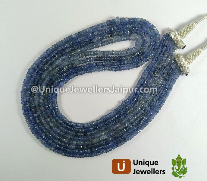 Blue Sapphire Burma Faceted Roundelle Beads