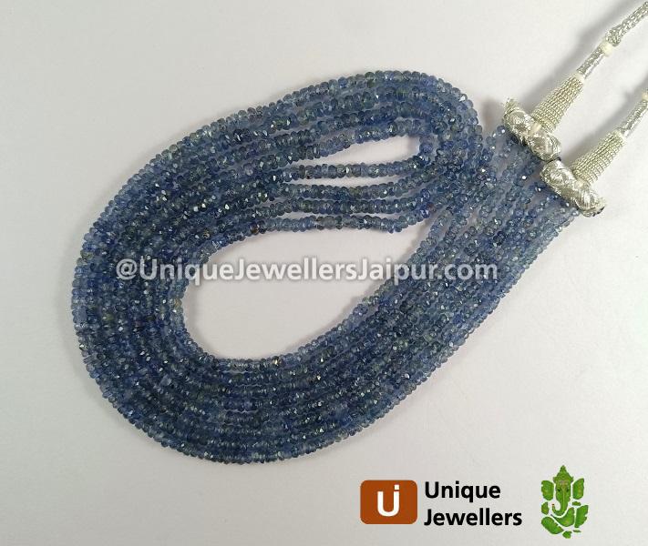 Blue Sapphire Burma Faceted Roundelle Beads