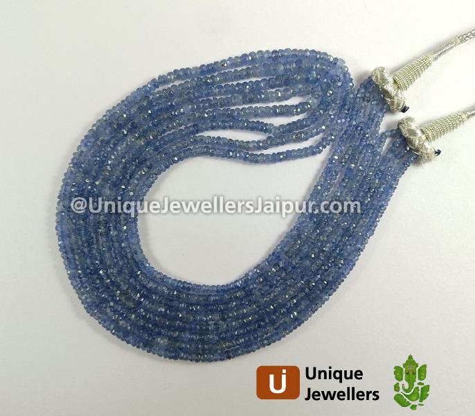 Blue Sapphire Burma Faceted Roundelle Beads