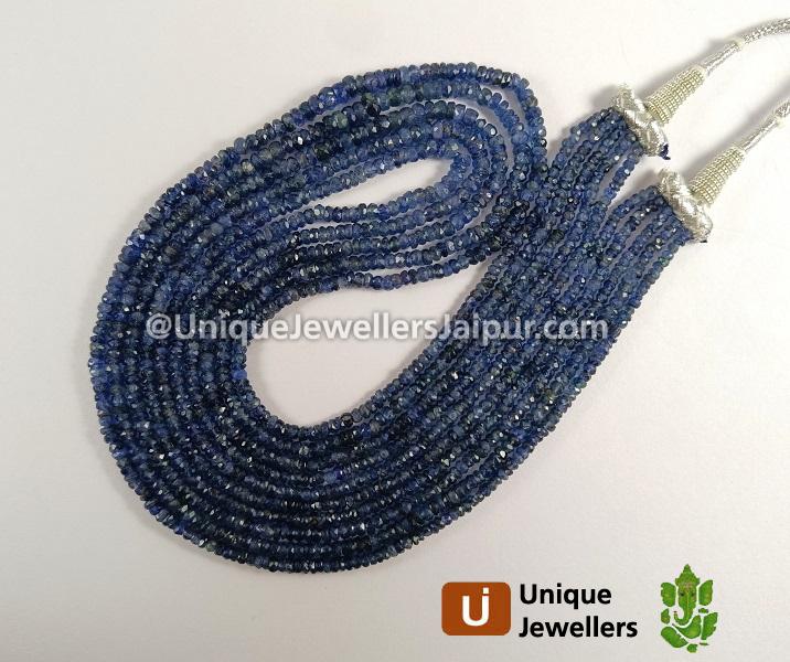 Blue Sapphire Burma Faceted Roundelle Beads