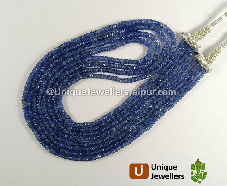 Blue Sapphire Burma Faceted Roundelle Beads