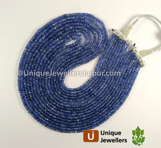 Blue Sapphire Burma Faceted Roundelle Beads