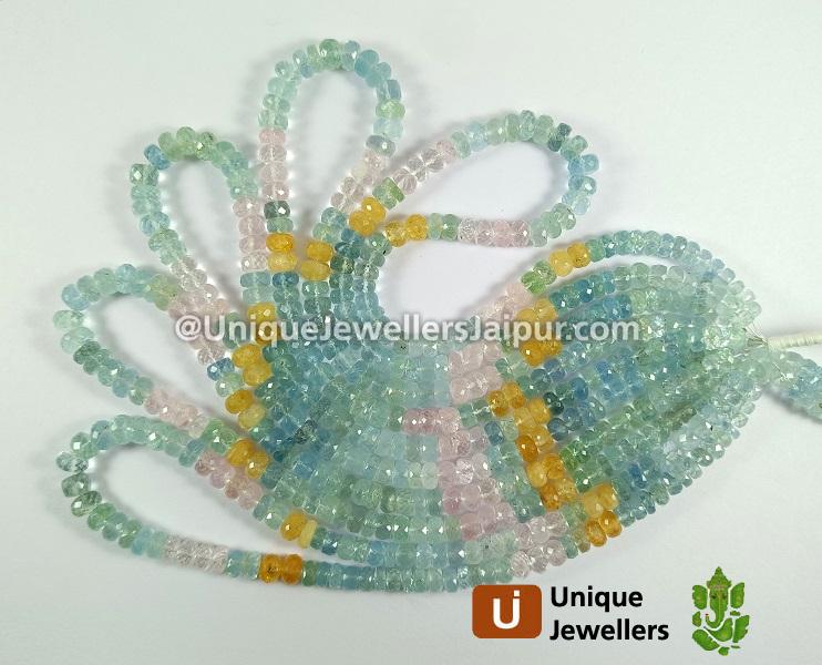 Multi Aquamarine Faceted Roundelle Beads