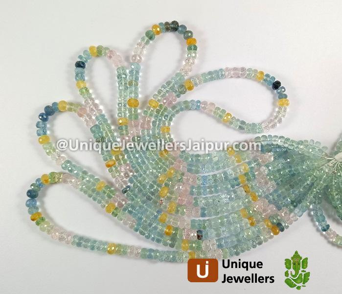 Multi Aquamarine Faceted Roundelle Beads