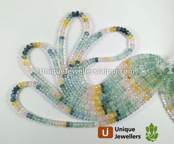 Multi Aquamarine Faceted Roundelle Beads