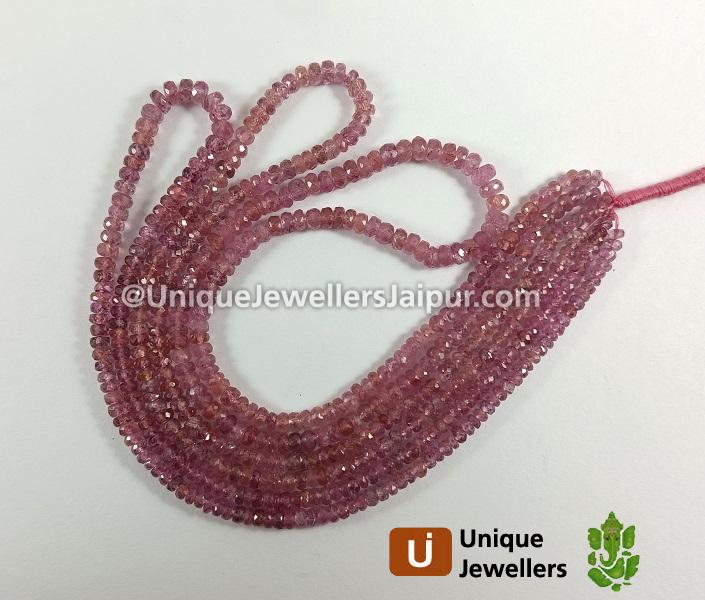 Pink Sapphire Far Faceted Roundelle Beads