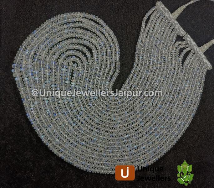 White Rainbow Moonstone Faceted Roundelle Beads