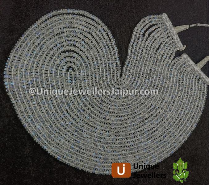 White Rainbow Moonstone Faceted Roundelle Beads