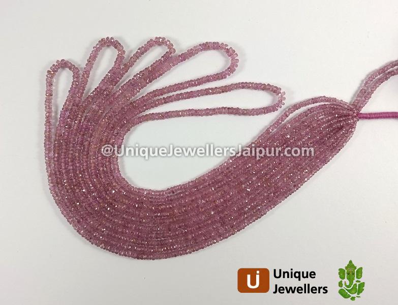 Natural Pink Sapphire Faceted Roundelle Beads