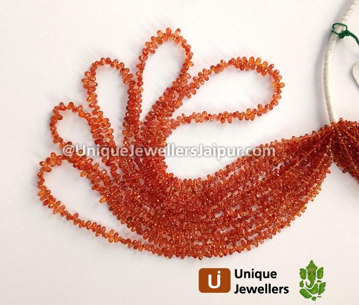 Reddish Orange Sapphire Faceted Drops Beads