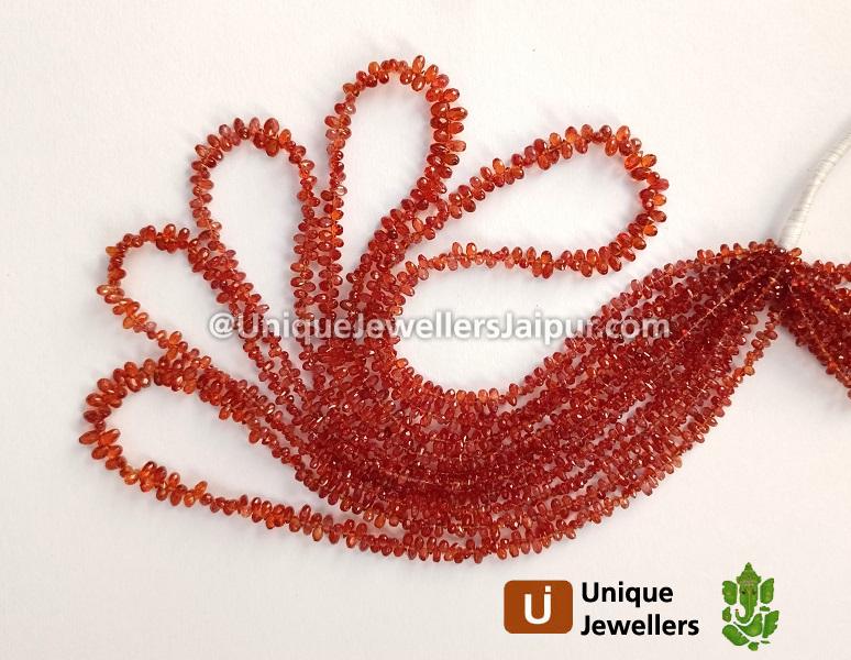 Red Sapphire Faceted Drops Beads