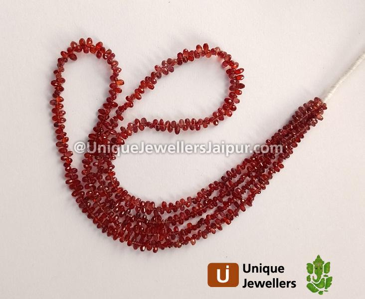 Red Sapphire Faceted Drops Beads