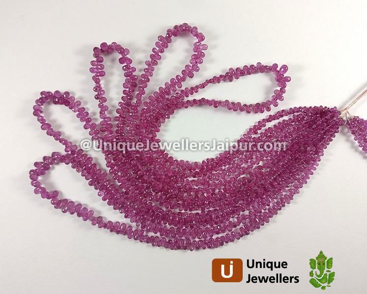 Natural Pink Sapphire Faceted Drops Beads