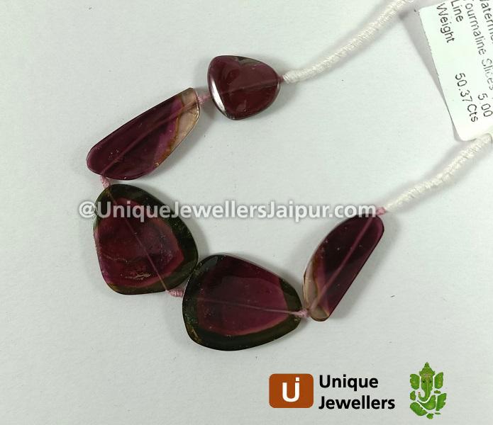 Watermelon Tourmaline Smooth Slices Beads