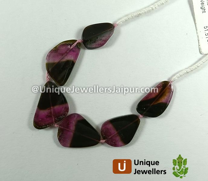 Watermelon Tourmaline Smooth Slices Beads