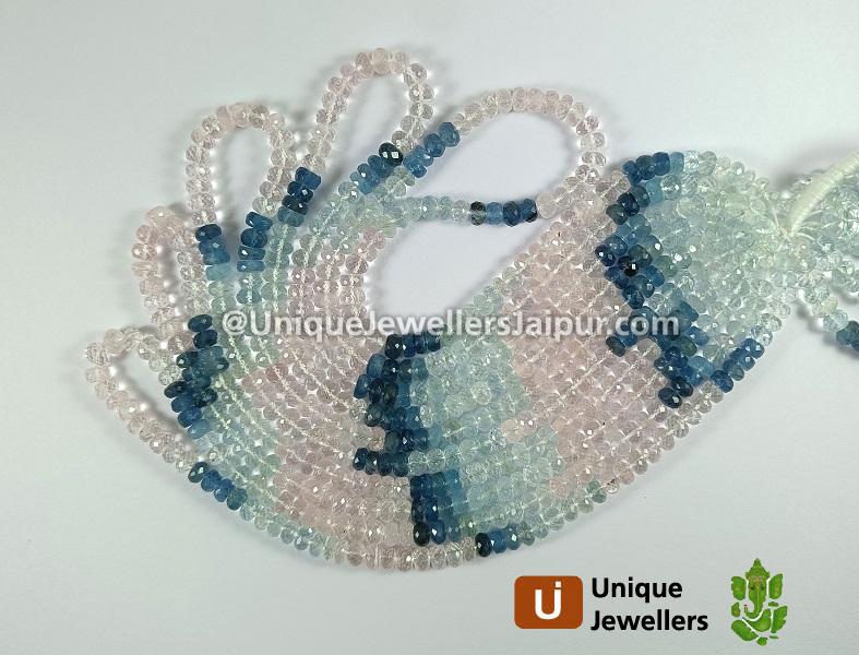 Multi Aquamarine Faceted Roundelle Beads
