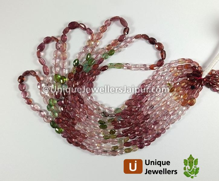 Multi Tourmaline Faceted Oval Beads