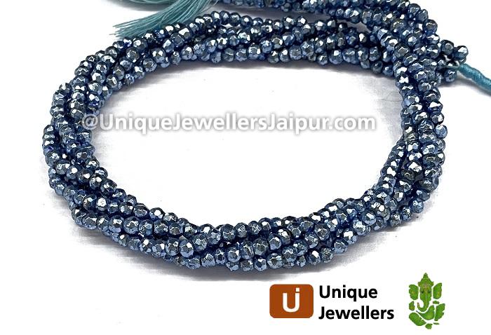 Pigeon Crest Blue Pyrite Faceted Roundelle Beads