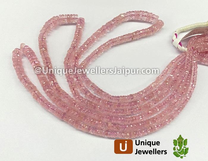 Morganite Faceted Tyre Beads